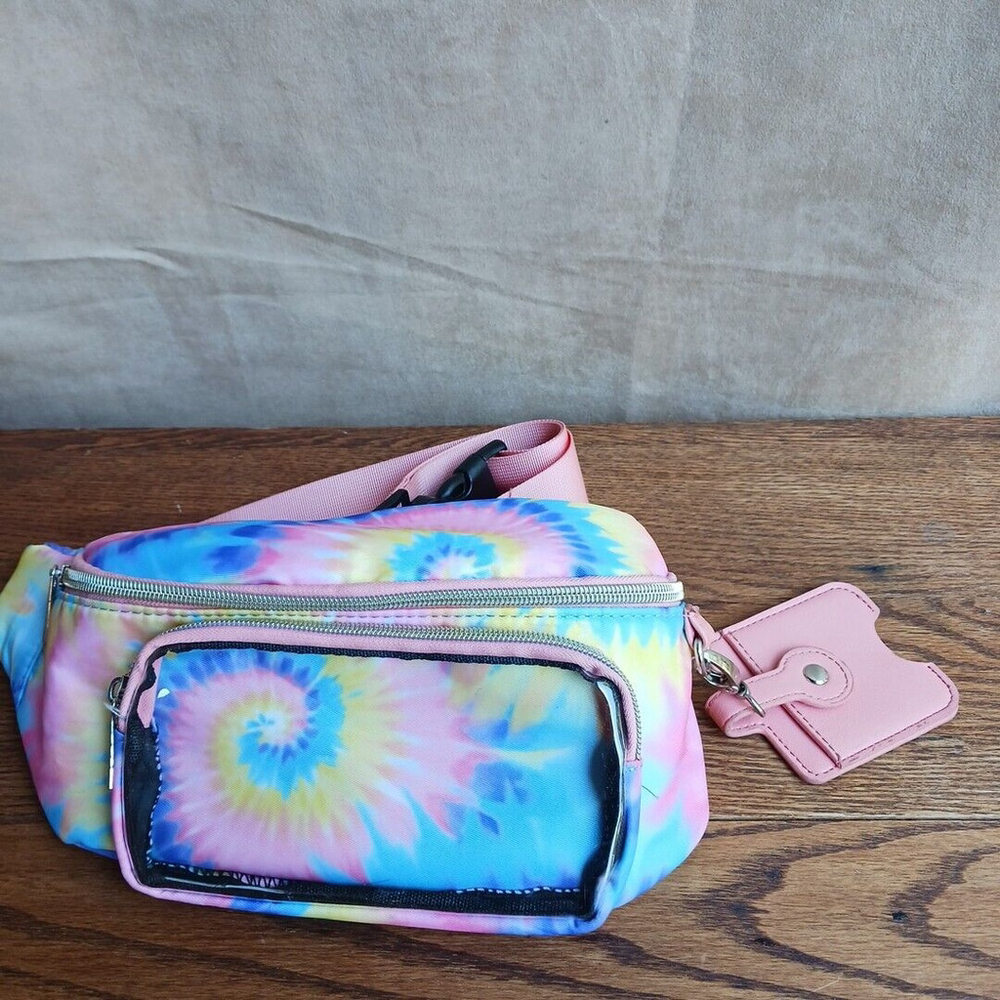 Tie Dye Fanny Pack Sling Belt Bag Pink Aqua Yellow